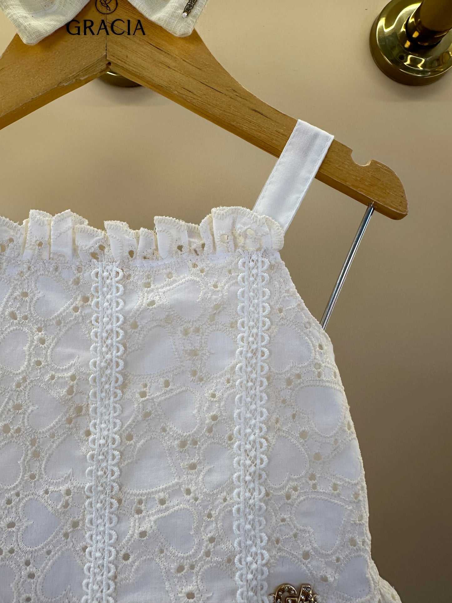 Vestido Infantil  Laise Coração e Rendinha na Pala -  Gabriela Aquarela