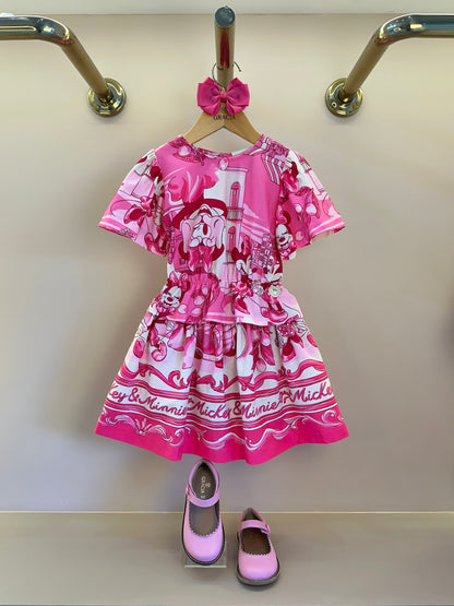 Conjunto Infantil  Blusa Minnie Mundo e Saia Minnie - Animê