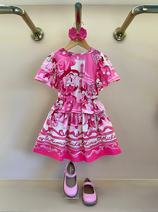 Conjunto Infantil  Blusa Minnie Mundo e Saia Minnie - Animê