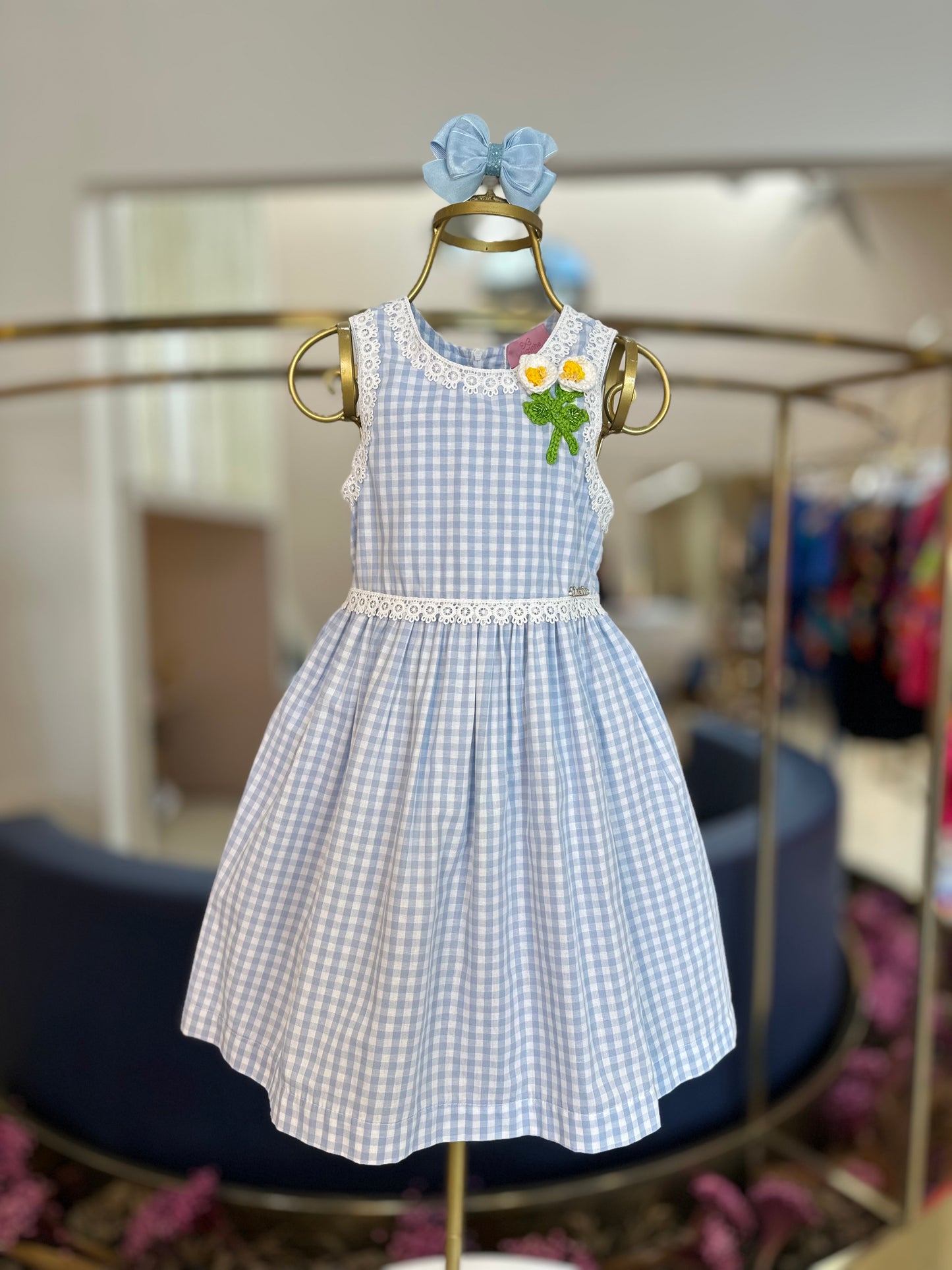 Vestido Infantil Clássico Flores de Crochê - Luluzinha