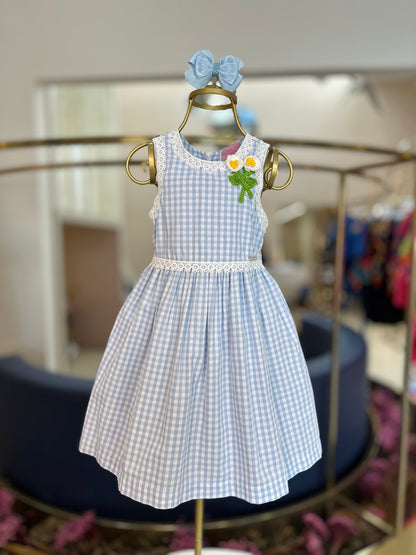 Vestido Infantil Clássico Flores de Crochê - Luluzinha