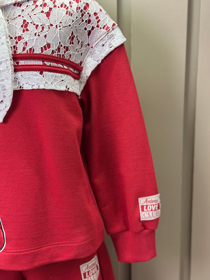 Conjunto Infantil Casaco e Calça Minnie Vermelho Berry - Animê
