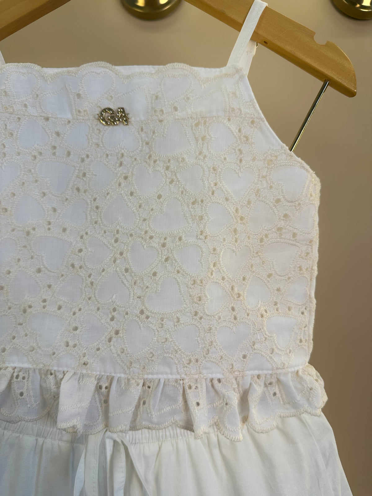 Conjunto Infantil Blusa Cropped Bordado de Coração e Saia Midi - Gabriela Aquarela