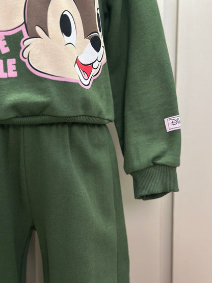 Conjunto Infantil Moletom Casaco Tico e Teco e Calça Verde Musgo - Momi
