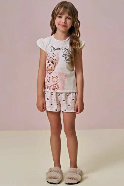 Pijama Infantil Blusa York Dream e Shorts Lacinhos - Infanti