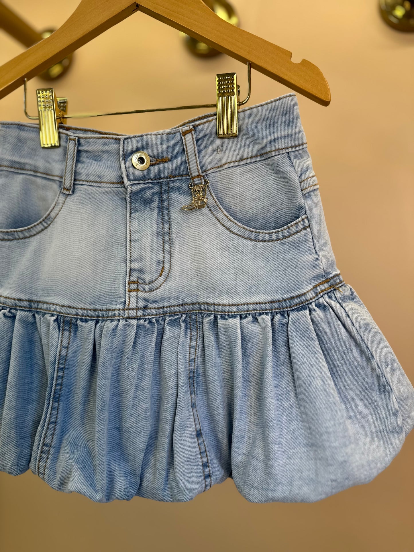 Saia Jeans Claro Infantil Balonê - Animê