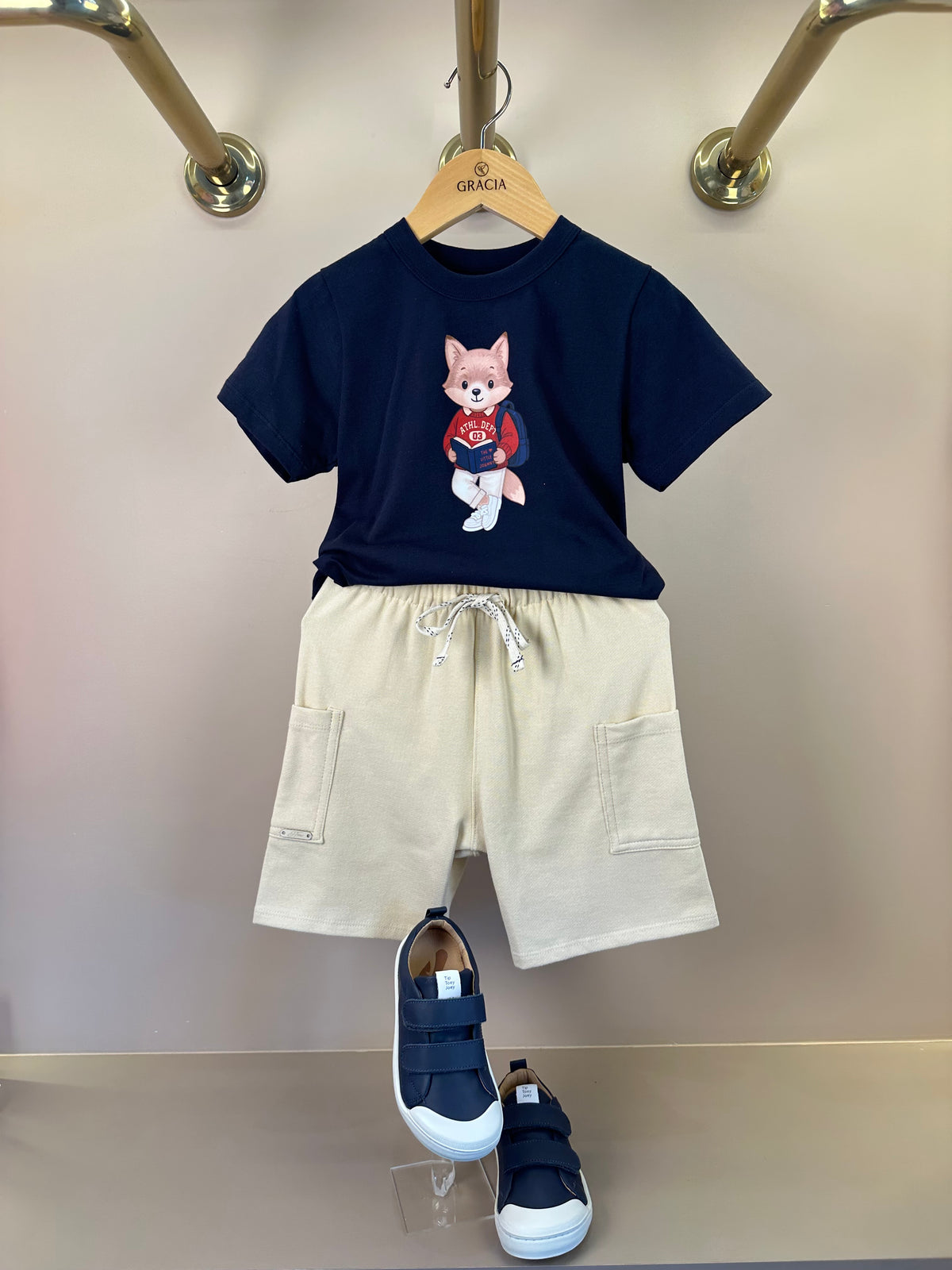 Conjunto Infantil Camiseta With Fox e Bermuda - Little Johnny