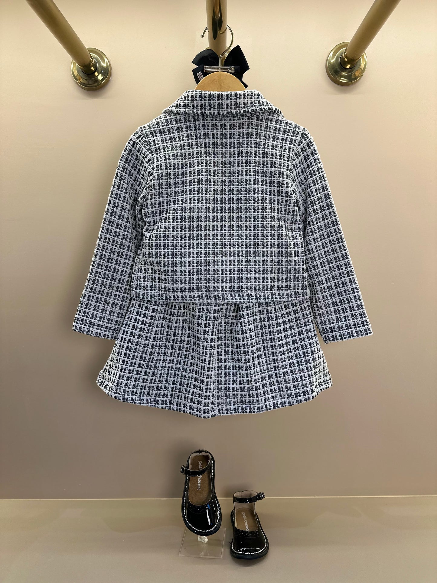 Jaqueta Infantil Laços Tweed Preto - Momi Mini
