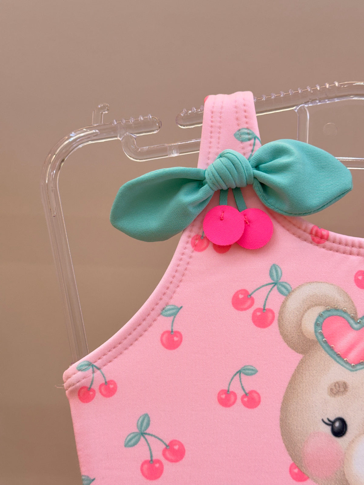 Maiô Infantil Rosa Est. Ursinha e Cereja - Infanti