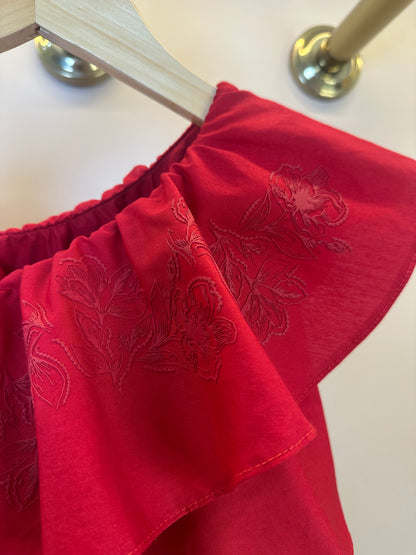 Vestido Infantil Algodão Babados Vermelho - Charpey