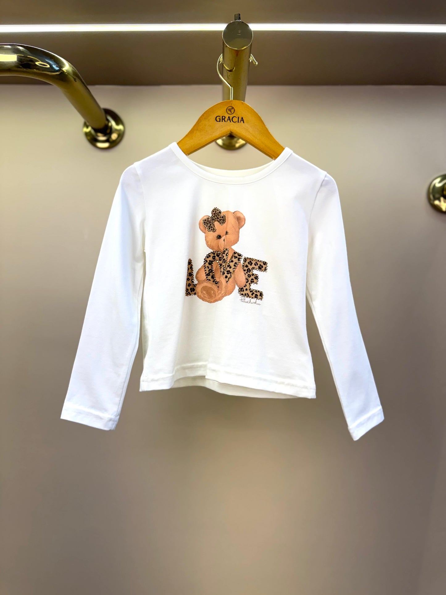 Blusa Infantil Cotton Ursinha Love Off White - Pituchinhus