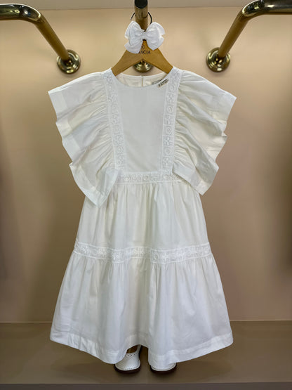 Vestido Infantil Festa Babados Off White - Animê