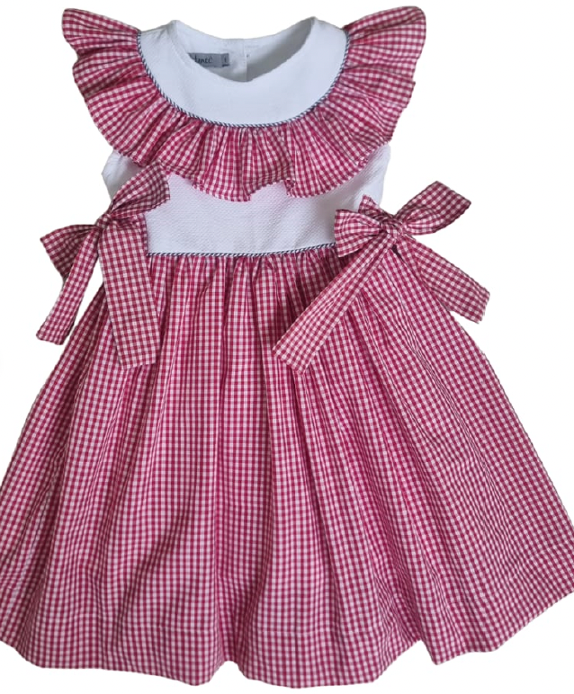 Vestido Infantil Clássico Algodão Coraline Vichy Vermelho - Gracia
