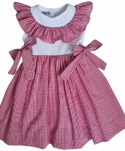 Vestido Infantil Clássico Algodão Coraline Vichy Vermelho - Gracia