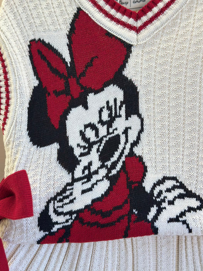 Conjunto Infantil Colete e Saia Tricot Minnie Pérola - Animê