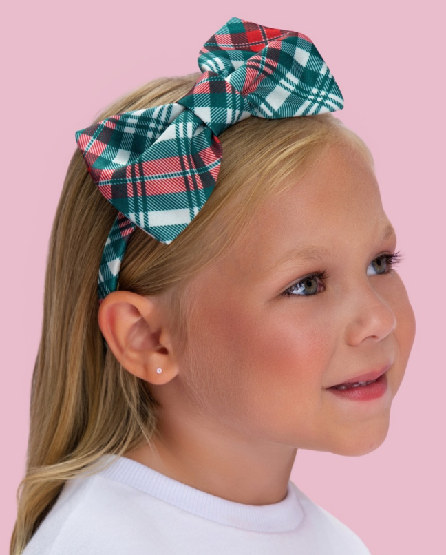 Tiara Infantil Estampa Xadrez e Maxxi Laço - Petit Cherie