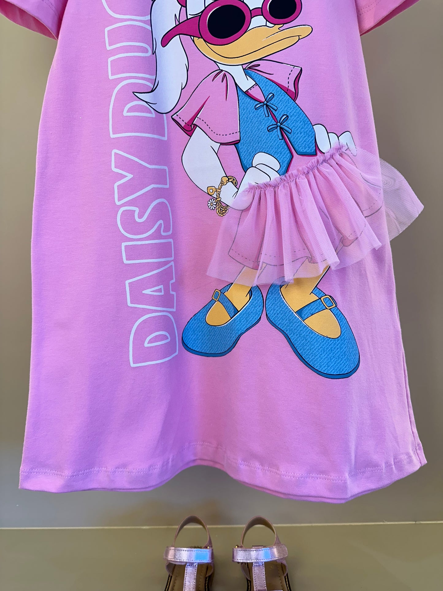 Vestido Infantil Estampa Daisy Duck Saia de Tule - Momi