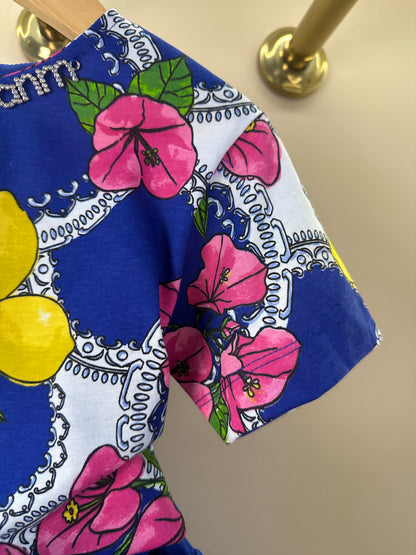 Conjunto Infantil Blusa Estampa Primavera Floral e Limões e Shorts Laço - Animê