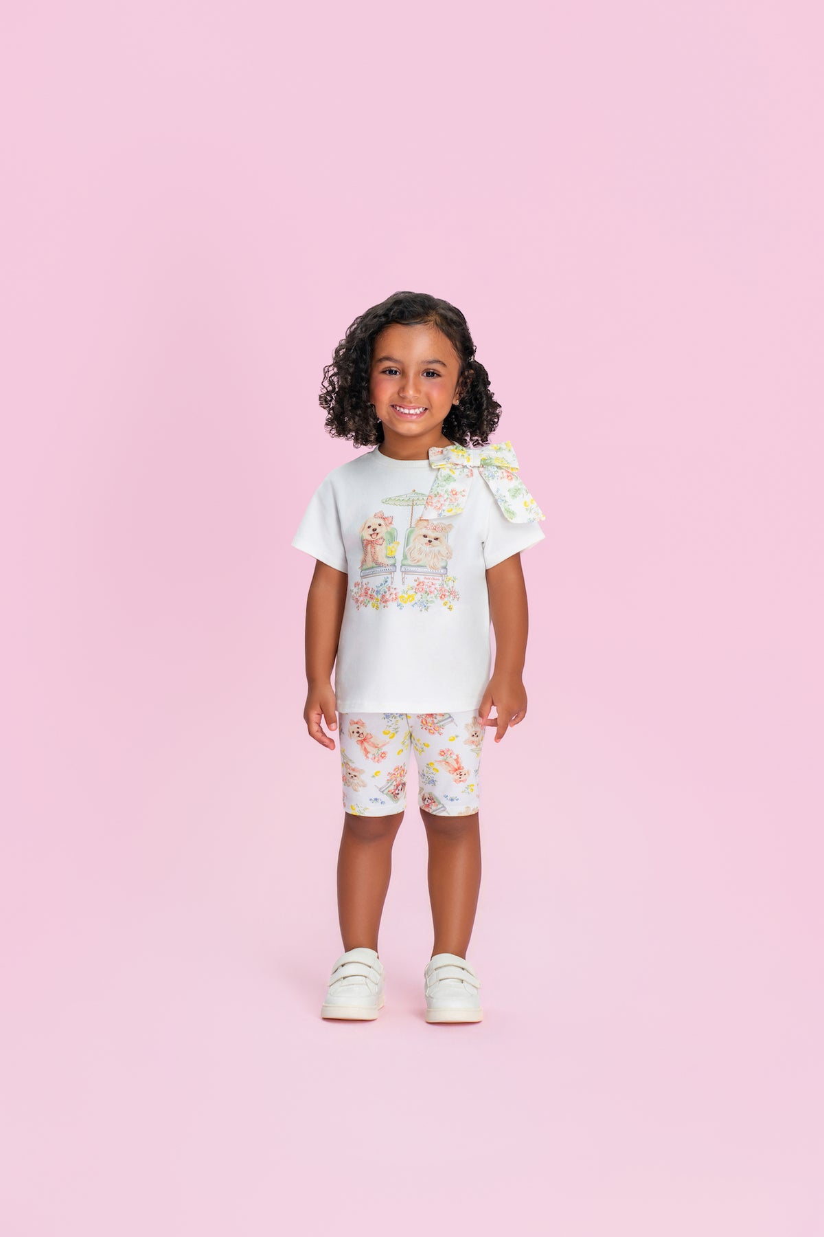 Conjunto Infantil Blusa Laço Maxxi Lateral e Shorts Legging - Petit Cherie