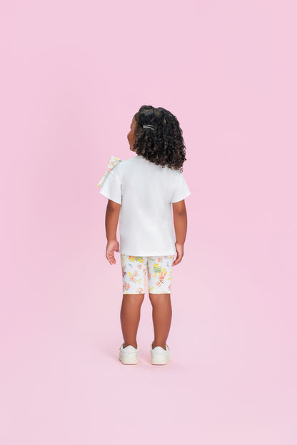 Conjunto Infantil Blusa Laço Maxxi Lateral e Shorts Legging - Petit Cherie