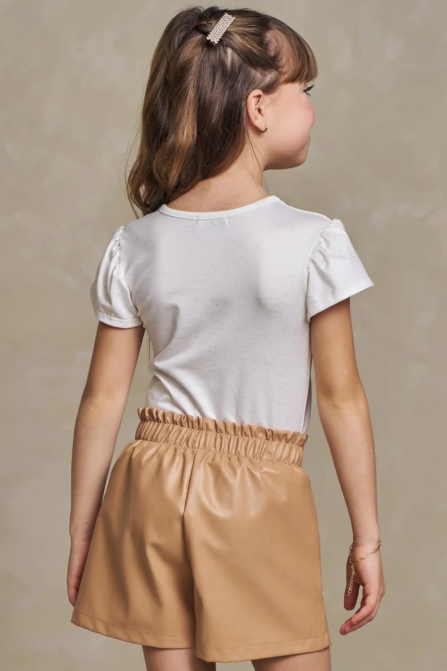 Blusa Infantil Malha Comfy Cachorrinha Cute Bege Claro - Infanti