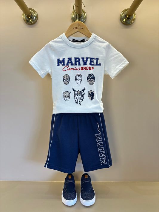 Conjunto Infantil Camiseta Marvel Comics Group e Bermuda Lateral Marvel - Youccie