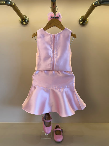 Conjunto Infantil Zibeline Strass Blusa e Saia Rosa - Petit Cherie