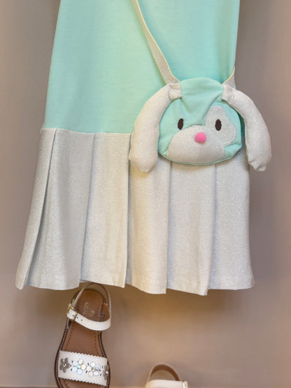 Vestido Infantil Comfy com Bolsa de Cachorrinho Acqua - Gabriela Aquarela