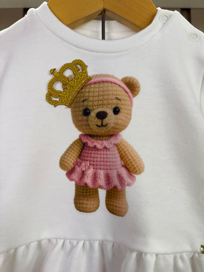 Conjunto Bebê Blusa Moletinho Urso e Calça Legging Canelada - Um Mais Um