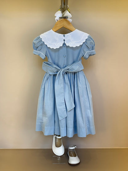 Vestido Infantil Clássico Algodão Glória Cambraia Orgânica Azul -  Gracia