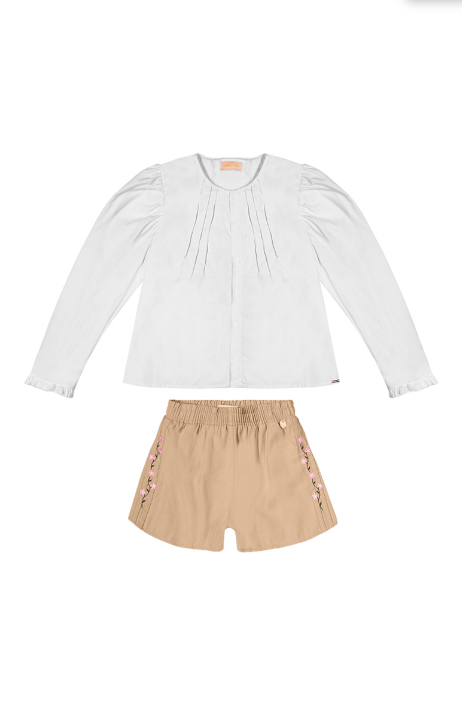Conjunto Infantil Blusa e Shorts Alfaiataria Bege - Charpey PRÉ-VENDA