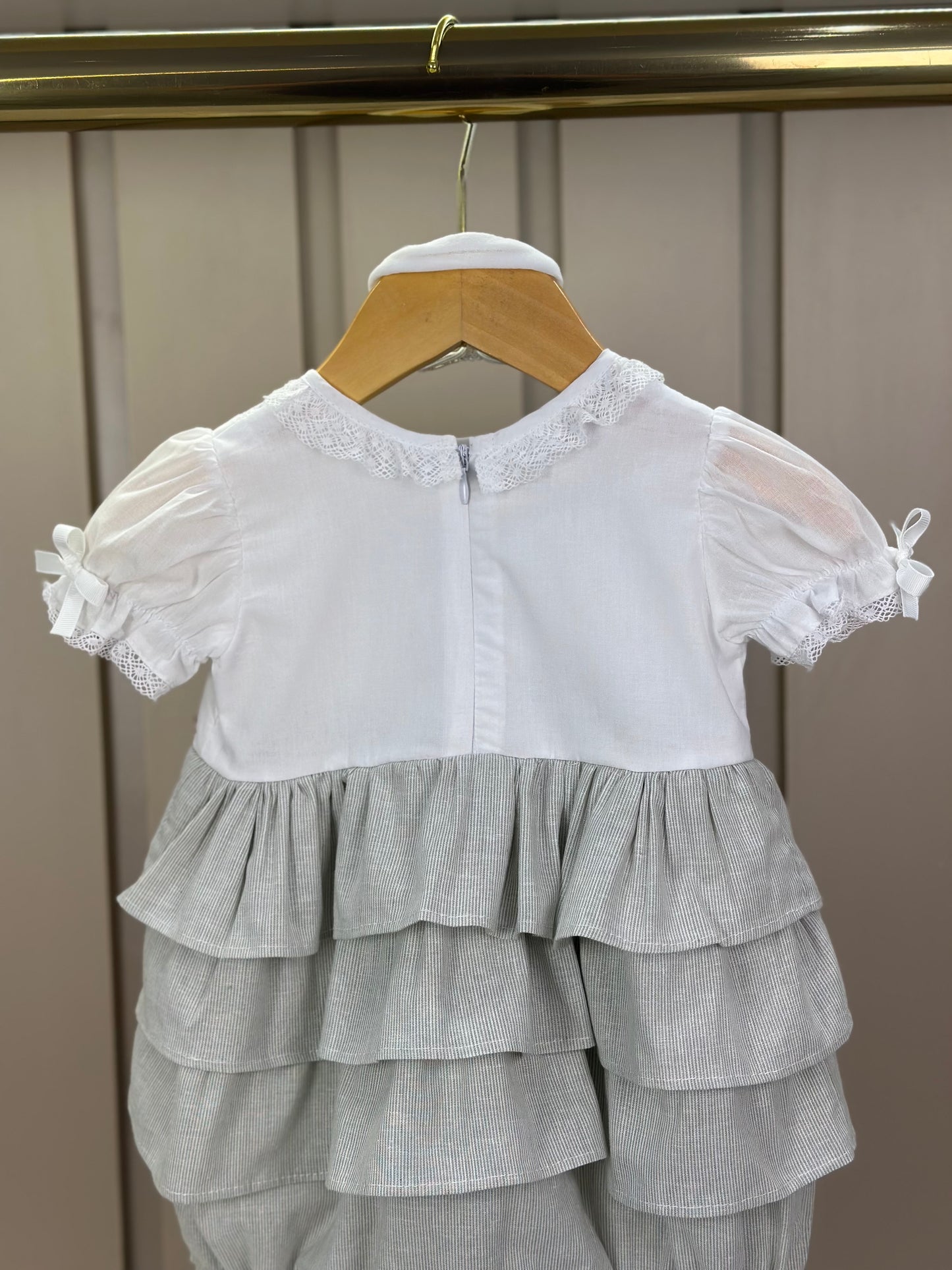 Pimpão Bebê Luxo Renda Gola Busto Bordado Babados Verde - Roana