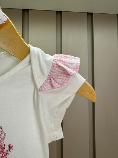Conjunto Bebê Body Com Estampa Ursinho E Calcinha Fofa Tricoline Rosa - Um Mais Um