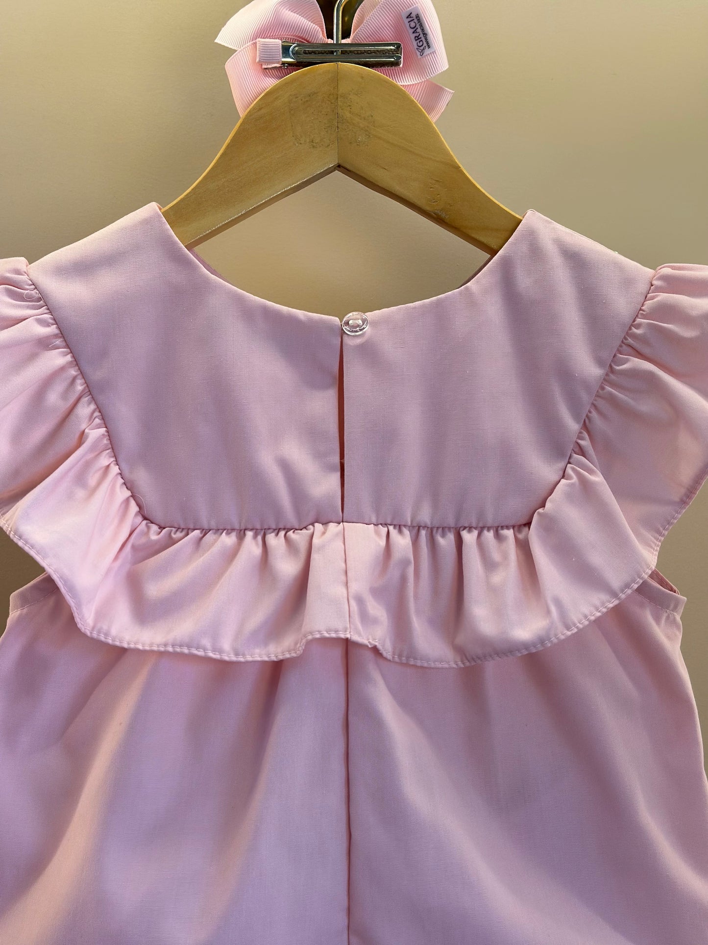 Conjunto Infantil Tricoline Blusa Bordada Flores e Shorts Babadinhos Rosa - Mon Sucré
