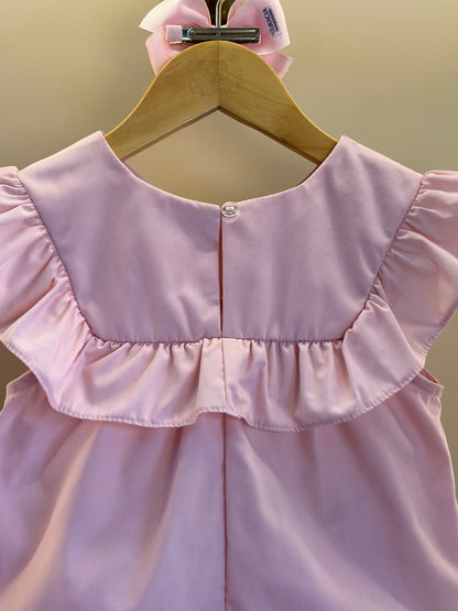 Conjunto Infantil Tricoline Blusa Bordada Flores e Shorts Babadinhos Rosa - Mon Sucré