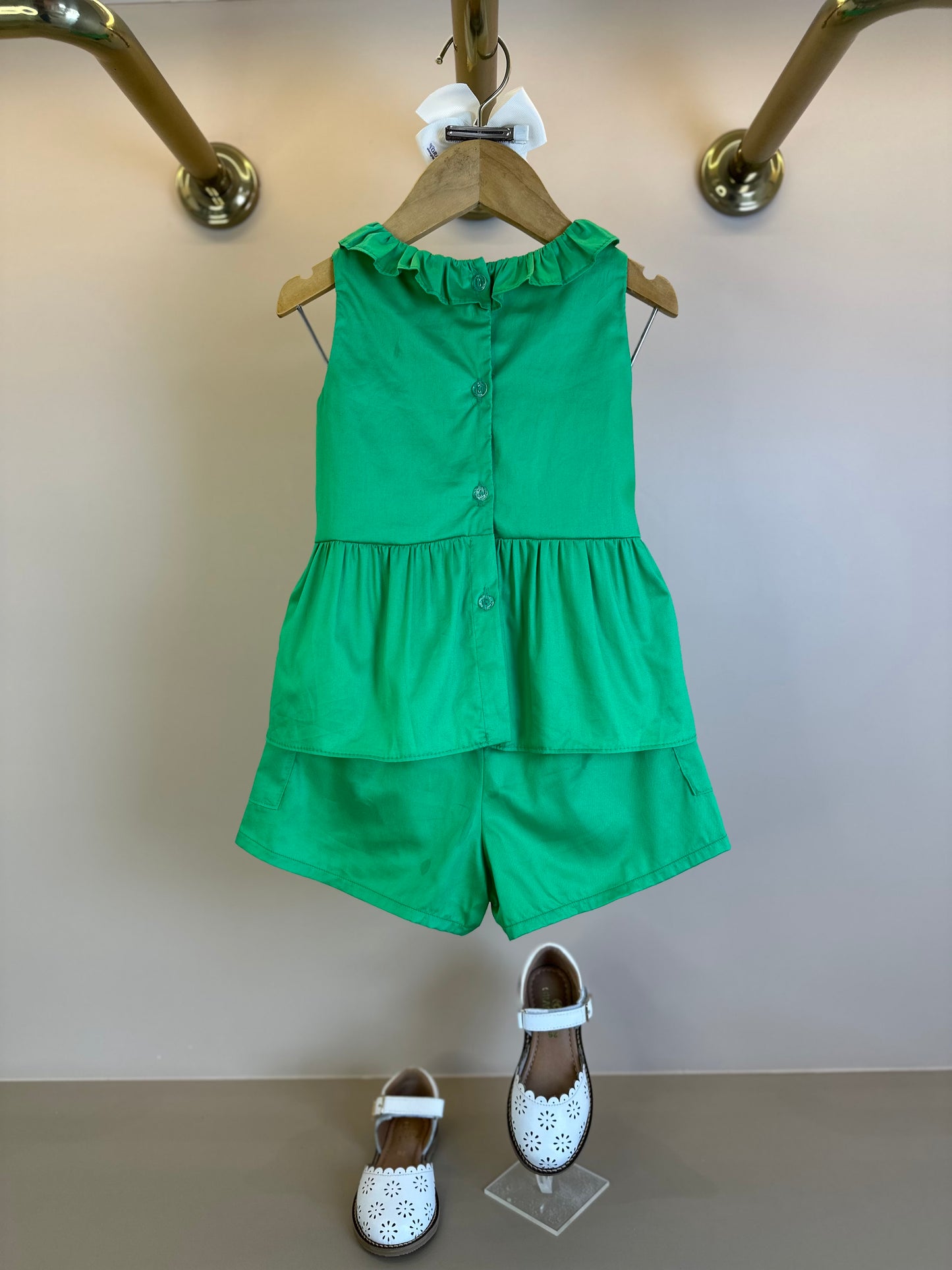 Conjunto Infantil Algodão Bordado Laço Verde - Petit Cherie