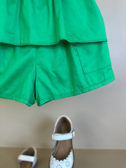 Conjunto Infantil Algodão Bordado Laço Verde - Petit Cherie