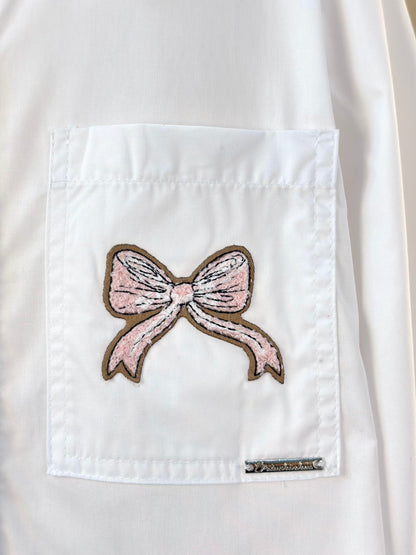 Camisa Infantil Tricoline Ampla Patches Laços e Cavalinho Branca - Pituchinhus