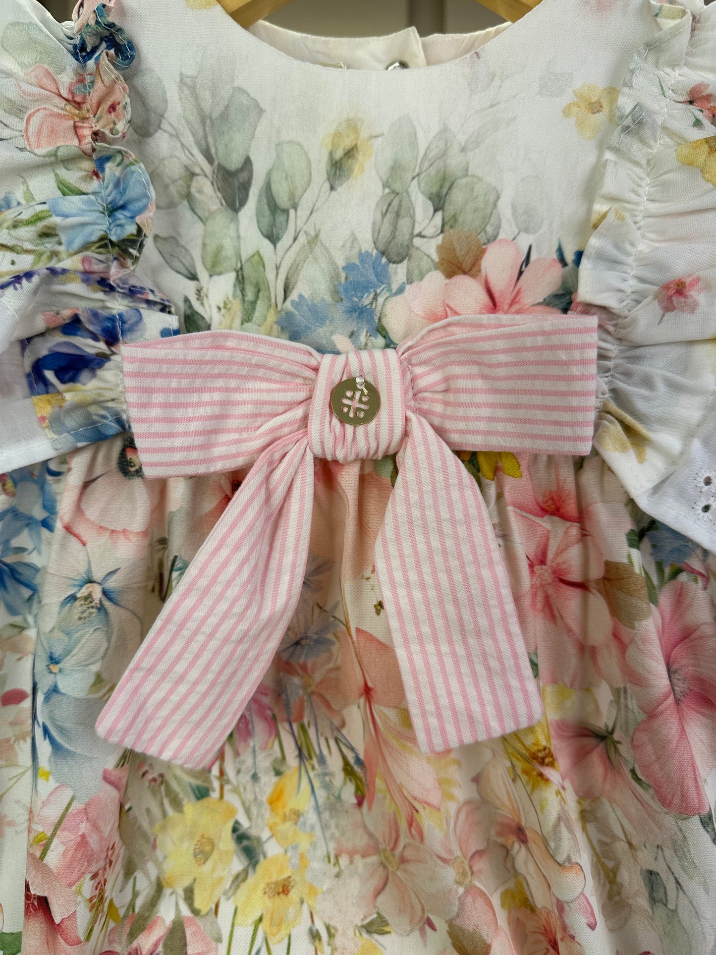 Romper Bebê Fofinho Algodão Babados e Lacinho Floral Candy - Um Mais Um