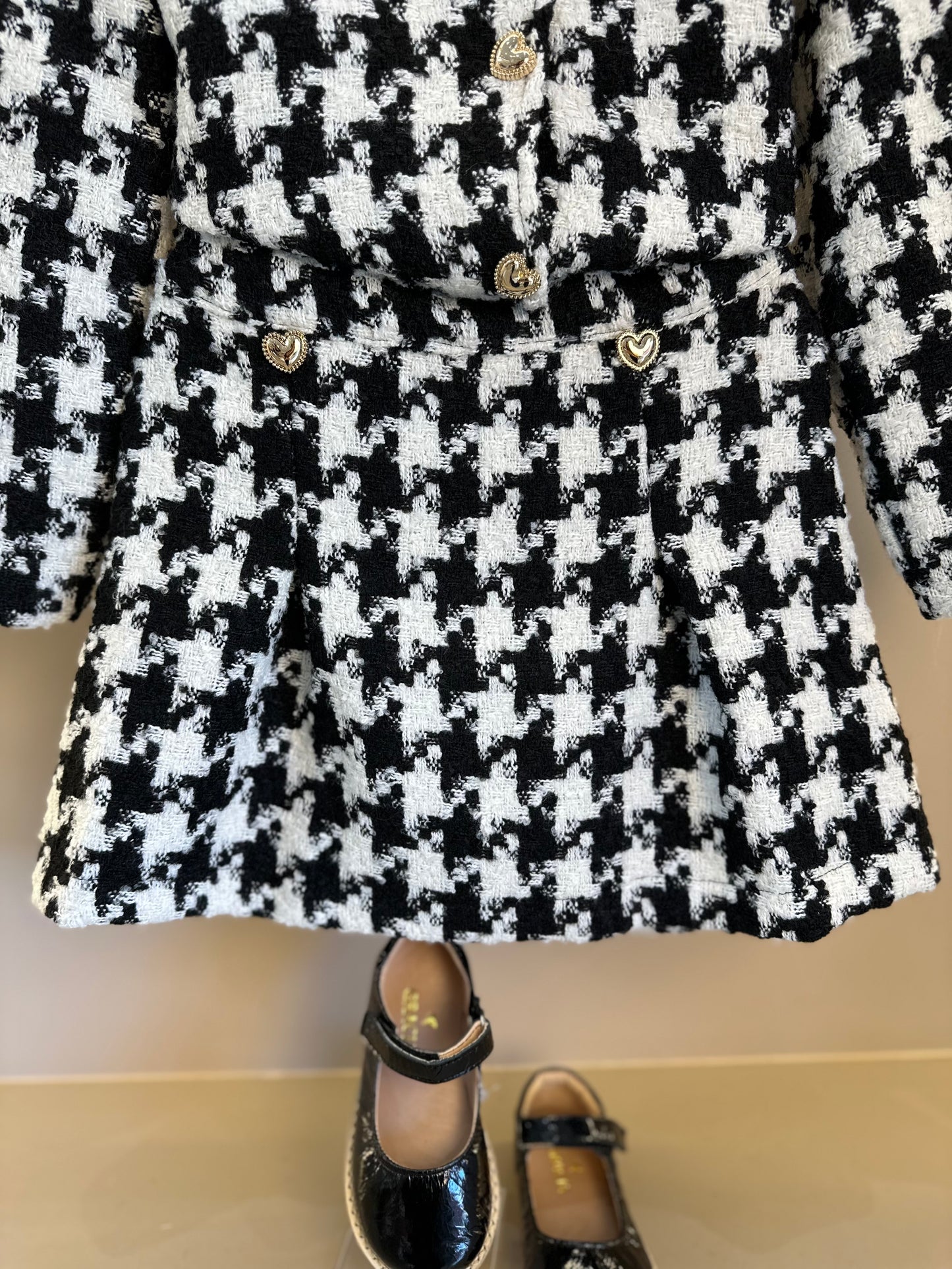 Conjunto Infantil Clássico Tweed Casaco e Saia P&B - Luluzinha