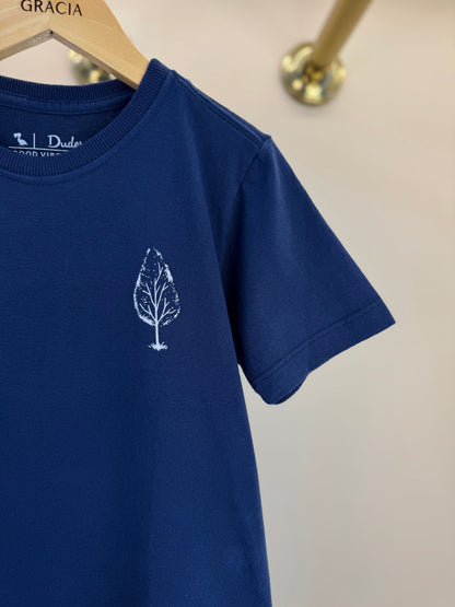 Camiseta Infantil Algodão Árvores Marinho - Dudes