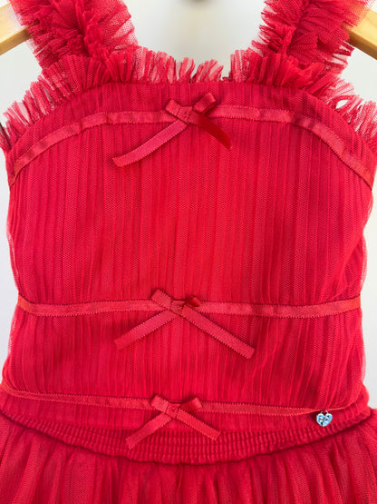 Conjunto Infantil Blusa Lacinhos e Saia-short Tule Babado