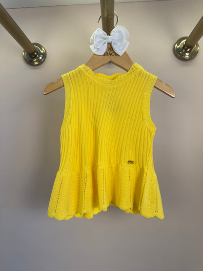 Regata Infantil Tricot Com Babado Amarelo - Momi