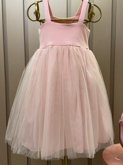 Vestido Infantil Festa com Capa Tule Bordado Rosa - Petit Cherie