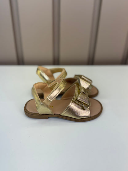 Sandália Infantil Manu Laço Velcro Dourada - Gracia