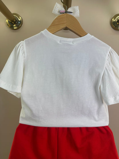 Conjunto Infantil Blusa Cherry e Shorts Saia Laço Lateral - Momi