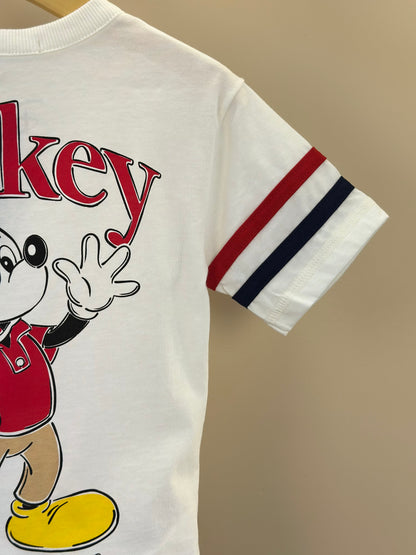 Conjunto Infantil Camiseta Pérola Mickey e Bermuda Sarja Bege - Youccie