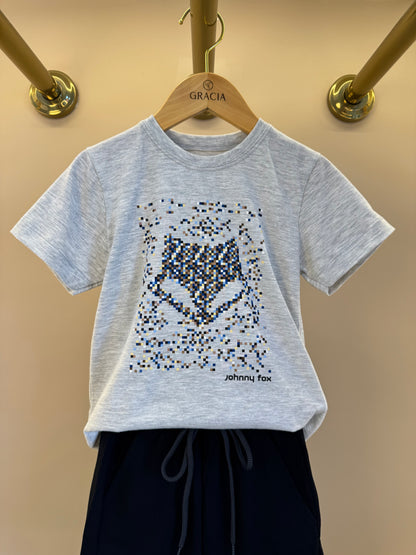 Conjunto Infantil Camiseta Cinza LJ e Bermuda Preta - Little Johnny
