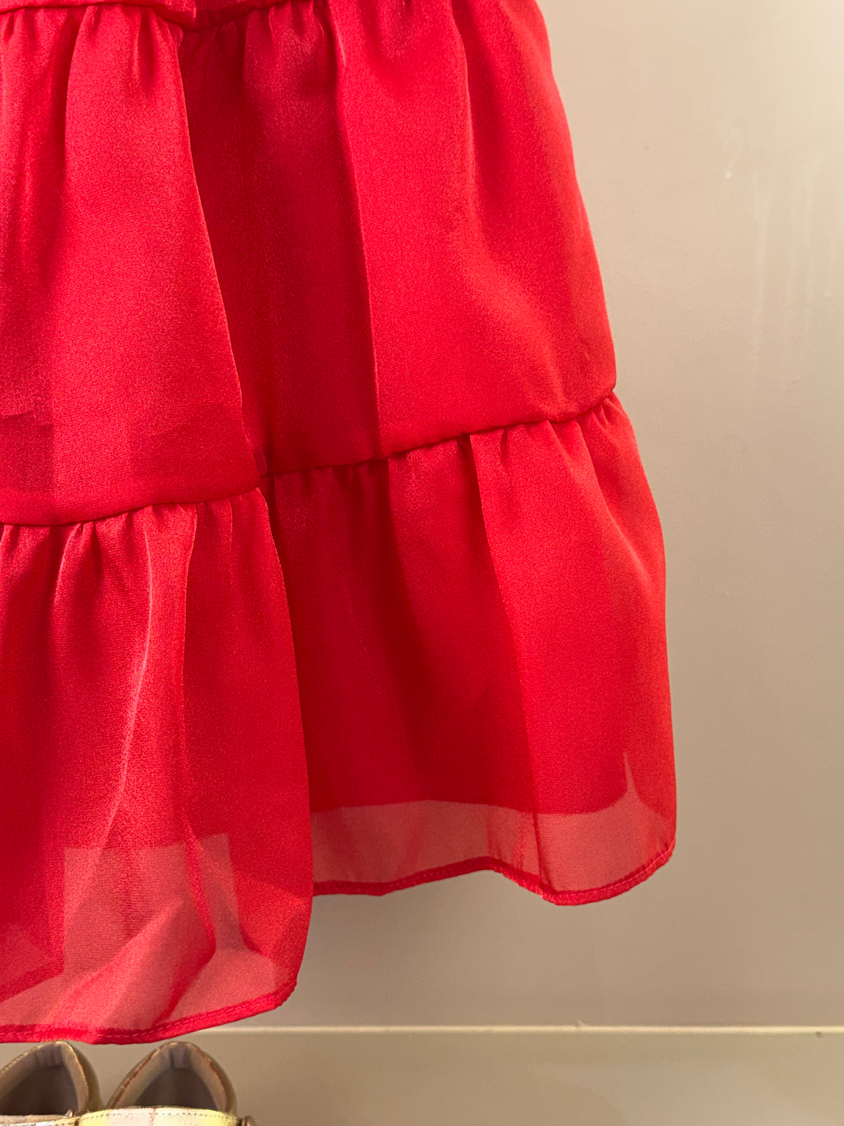Vestido Infantil Bordado Alça Fina Vermelho - Petit Cherie