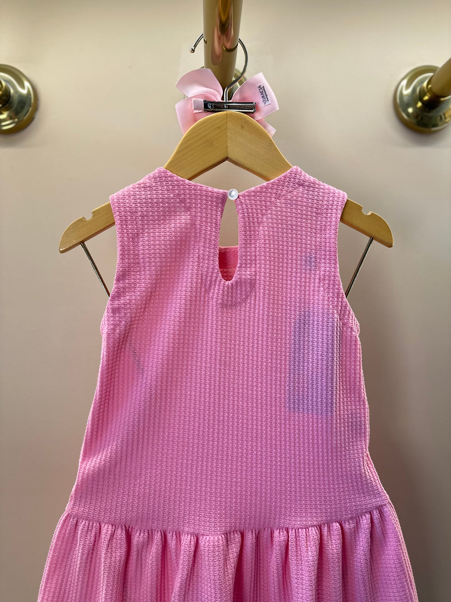 Vestido Infantil Jumper Detalhe Pala e Laço Rosa - Beabá
